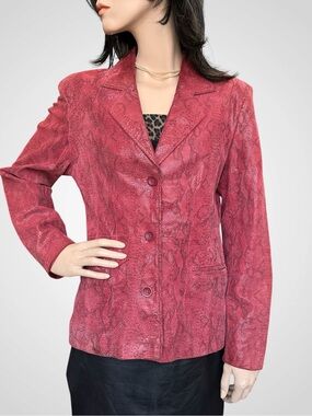 Vintage Y2K Red Snakeskin Leather Jacket
